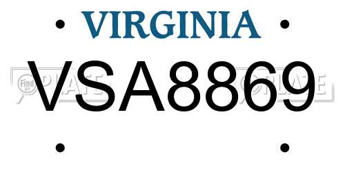 VSA8869 Virginia License Plate
