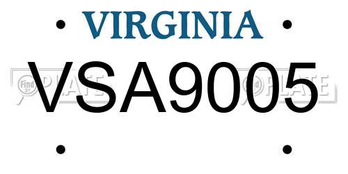 VSA9005 Virginia License Plate