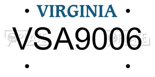 VSA9006 Virginia License Plate