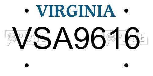VSA9616 Virginia License Plate