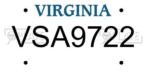 VSA9722 Virginia License Plate