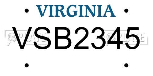 VSB2345 Virginia License Plate
