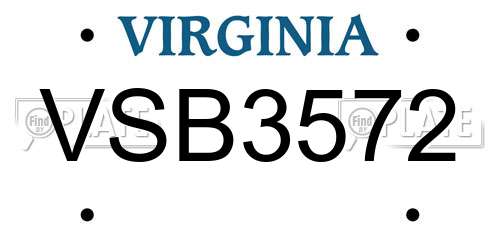 VSB3572 Virginia License Plate