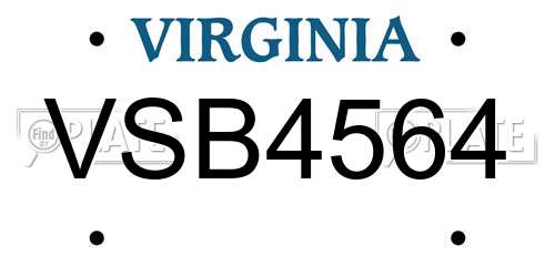 VSB4564 Virginia License Plate