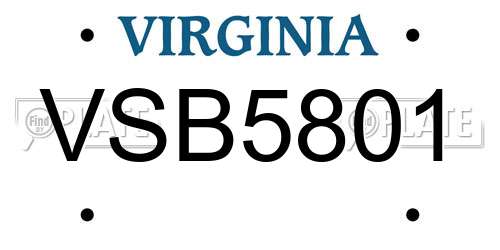 VSB5801 Virginia License Plate