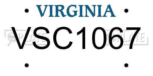 VSC1067 Virginia License Plate