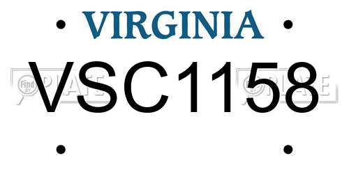 VSC1158 Virginia License Plate