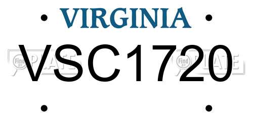 VSC1720 Virginia License Plate