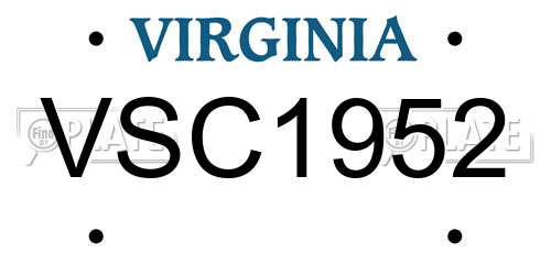 VSC1952 Virginia License Plate