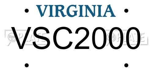 VSC2000 Virginia License Plate
