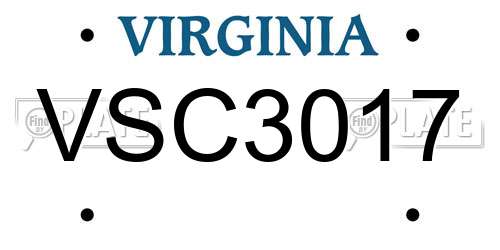 VSC3017 Virginia License Plate