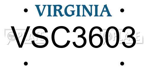 VSC3603 Virginia License Plate