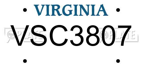 VSC3807 Virginia License Plate