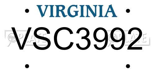 VSC3992 Virginia License Plate