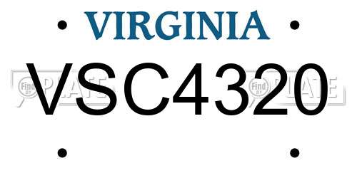VSC4320 Virginia License Plate