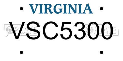 VSC5300 Virginia License Plate