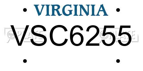 VSC6255 Virginia License Plate