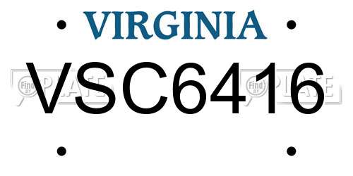 VSC6416 Virginia License Plate