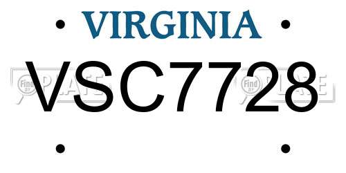 VSC7728 Virginia License Plate