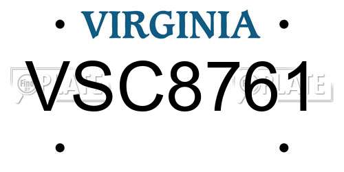 VSC8761 Virginia License Plate
