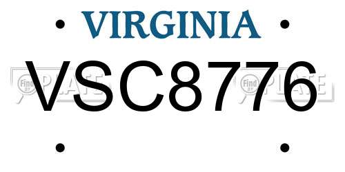 VSC8776 Virginia License Plate