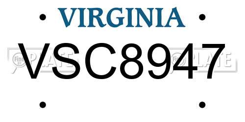 VSC8947 Virginia License Plate