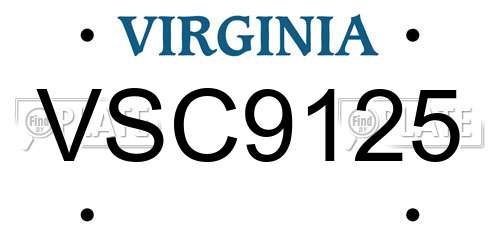 VSC9125 Virginia License Plate