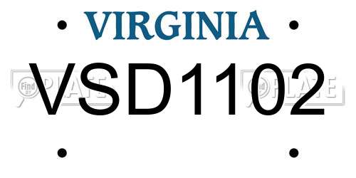 VSD1102 Virginia License Plate