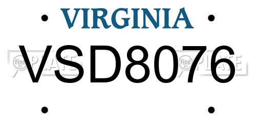 VSD8076 Virginia License Plate