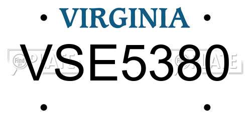 VSE5380 Virginia License Plate