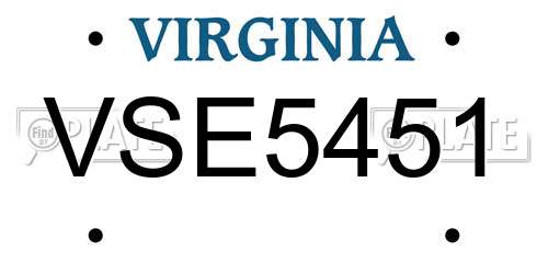 VSE5451 Virginia License Plate