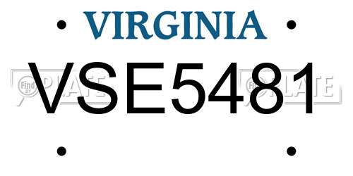 VSE5481 Virginia License Plate