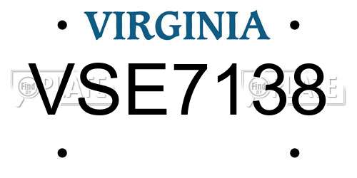 VSE7138 Virginia License Plate