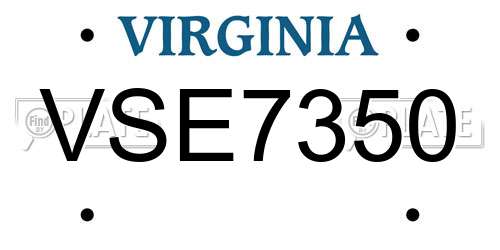 VSE7350 Virginia License Plate