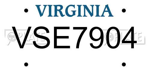 VSE7904 Virginia License Plate