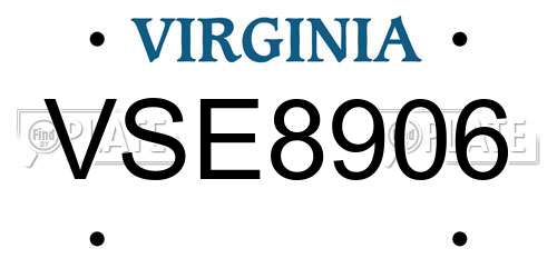 VSE8906 Virginia License Plate