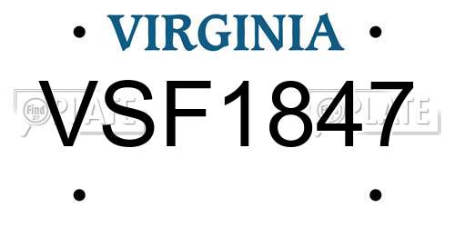 VSF1847 Virginia License Plate