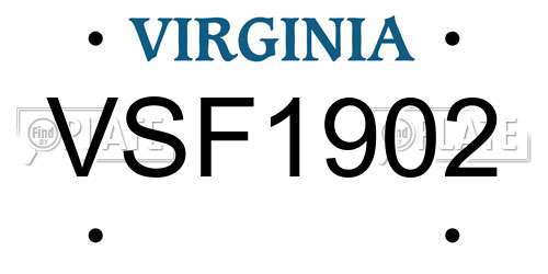 VSF1902 Virginia License Plate