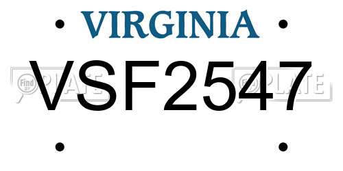 VSF2547 Virginia License Plate