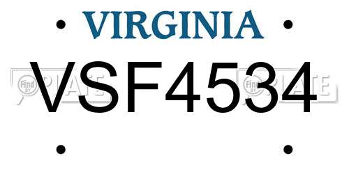 VSF4534 Virginia License Plate