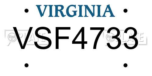 VSF4733 Virginia License Plate