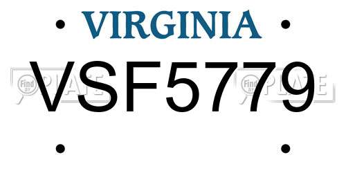 VSF5779 Virginia License Plate