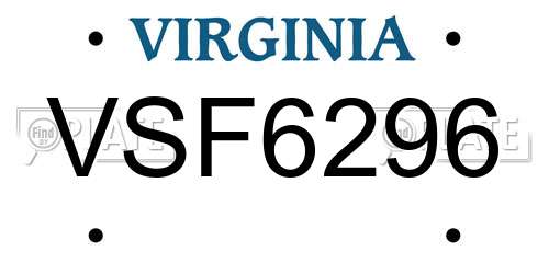 VSF6296 Virginia License Plate