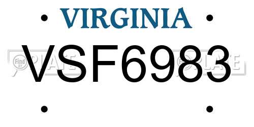 VSF6983 Virginia License Plate