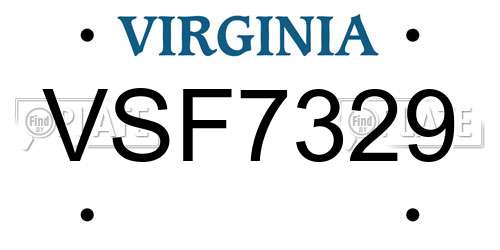 VSF7329 Virginia License Plate
