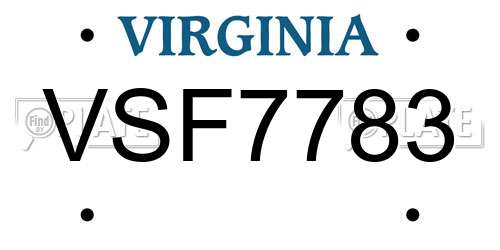 VSF7783 Virginia License Plate