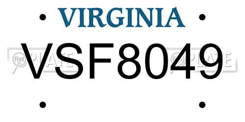 VSF8049 Virginia License Plate