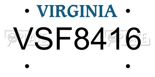 VSF8416 Virginia License Plate