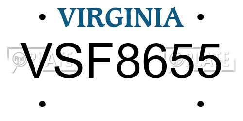 VSF8655 Virginia License Plate