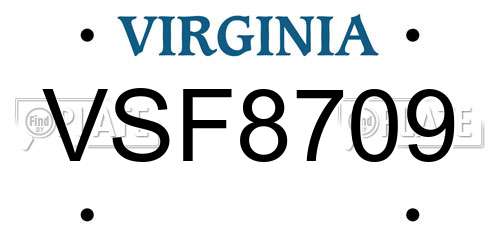 VSF8709 Virginia License Plate